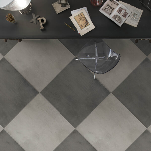Stoneware Cobalt & Concrete Floor Tiles