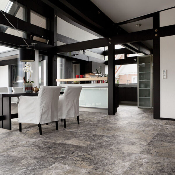 Silver Honed & Filled Travertine Indoor Floor Tiles