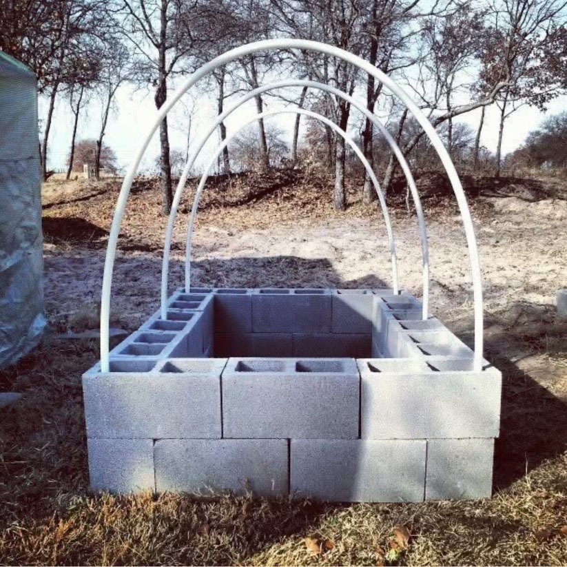 Raised garden bed grey blocks
